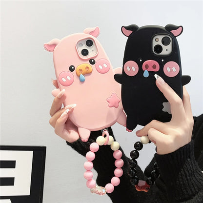 Cute Phone Cases For iPhone 14, 12, 11, 13, 15 Pro Max - Cartoon Funny Snot Pig - Soft Cover - TSP252