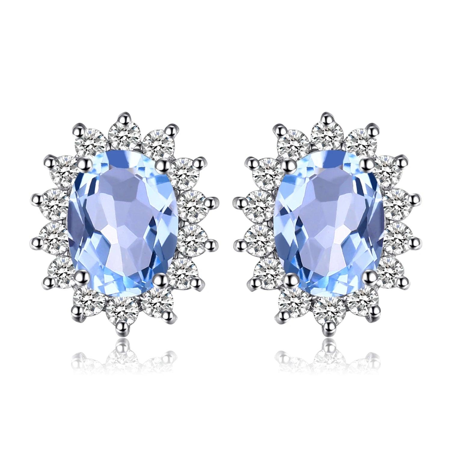 JPECJ258 Stud Earrings Charm Jewelry - Created Sapphire Ruby 925 Sterling Silver