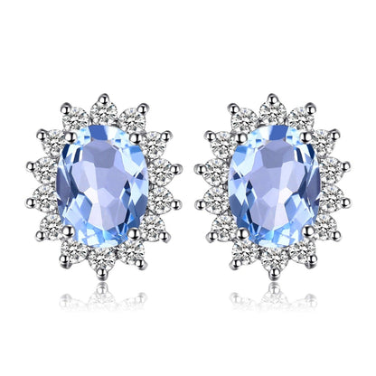 JPECJ258 Stud Earrings Charm Jewelry - Created Sapphire Ruby 925 Sterling Silver