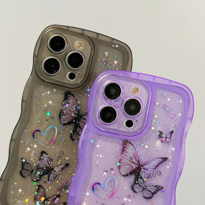 Cute Phone Cases: Bling Glitter Butterfly Bumper for iPhone 7-15 Pro Max - TSP308