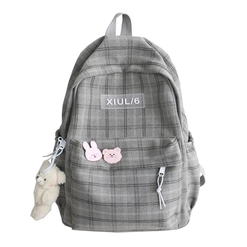 TSB30 Cool Backpacks - Fashion Plaid Nylon Travel Bag for Girls - Touchy Style