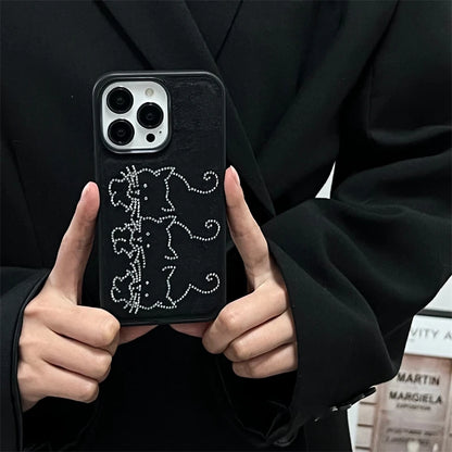 Cute Phone Cases for iPhone 15, 14, 12, 13, and Pro Max - Glitter Cat, Black Bumper Cover - TSP457