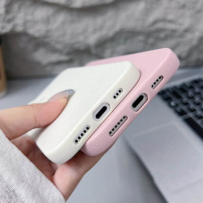 Cute Phone Cases For iPhone 16, 15, 14 Pro Max, 13, 12 Pro Max, 11 - Solid Matte Leather Soft Back Cover - PC9120 - Touchy Style