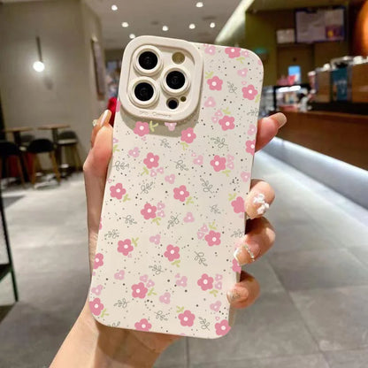 Cute Phone Cases - Flower Branch Pattern For iPhone 16 15 14 13 12 11 Pro Max XS XR 7 8 Plus - Matte Soft Silicone Bumper Cover