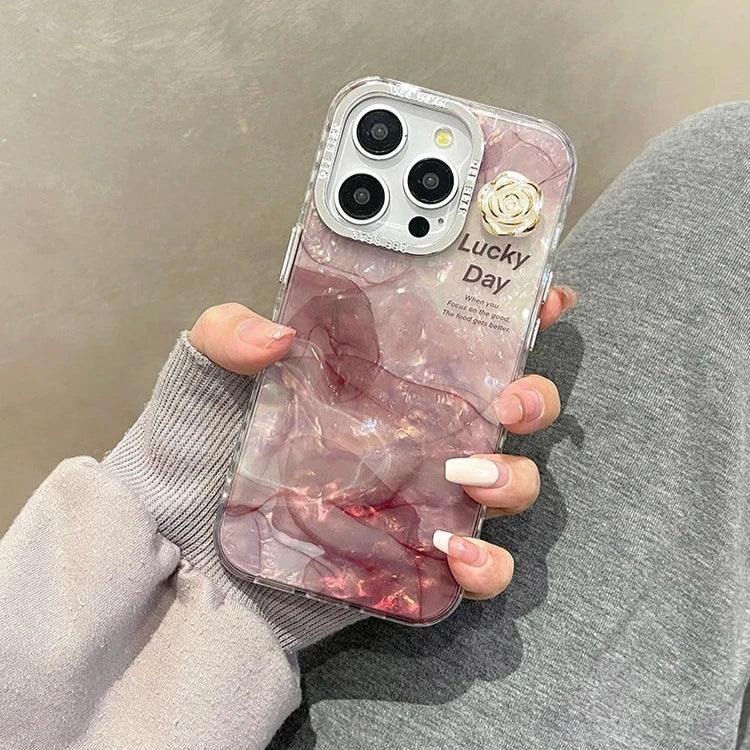 Cute Phone Cases For iPhone 15 Pro Max, 14, 13, 11, or 12 - Glitter Laser, Shiny Floral, Marble Pattern - TSP260