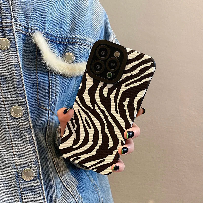 Cute Phone Case for Galaxy S24, S23, S22 Ultra, Plus, S20 FE, A54, A53, A52s, A52, A14, A33, A13, A34, A32, A51, A73, A72, A12, A22, A23 5G - Black &amp; White Waves Design - PC06