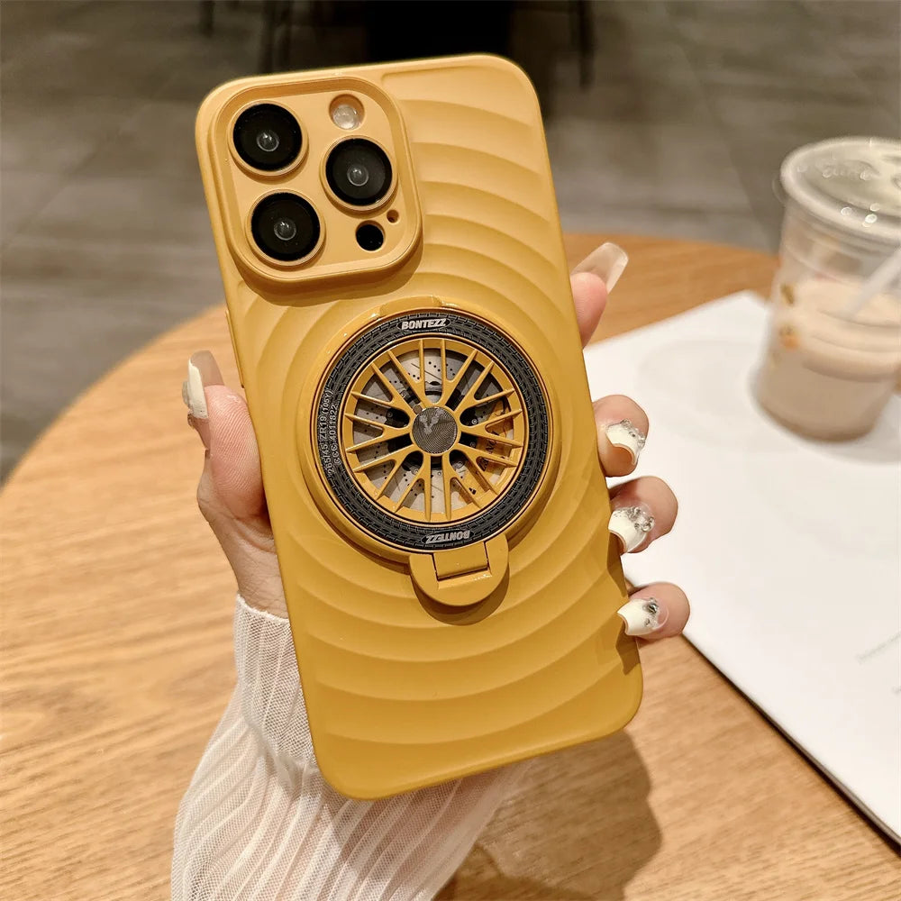 Cute Phone Cases For  iPhone 13, 14, 15, and 15 Pro Max models - Wave Ripple Gyroscopic Bracket Cover - TSP525