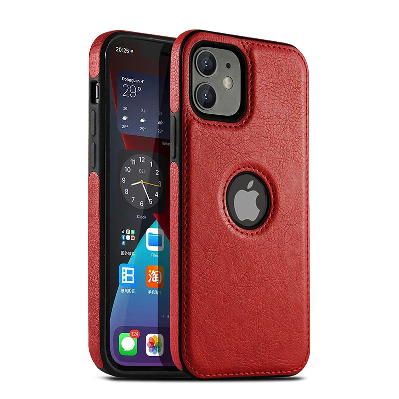 PU Leather Logo Hole Cute Phone Cases For iPhone 14 13 12 11 Pro XS MAX