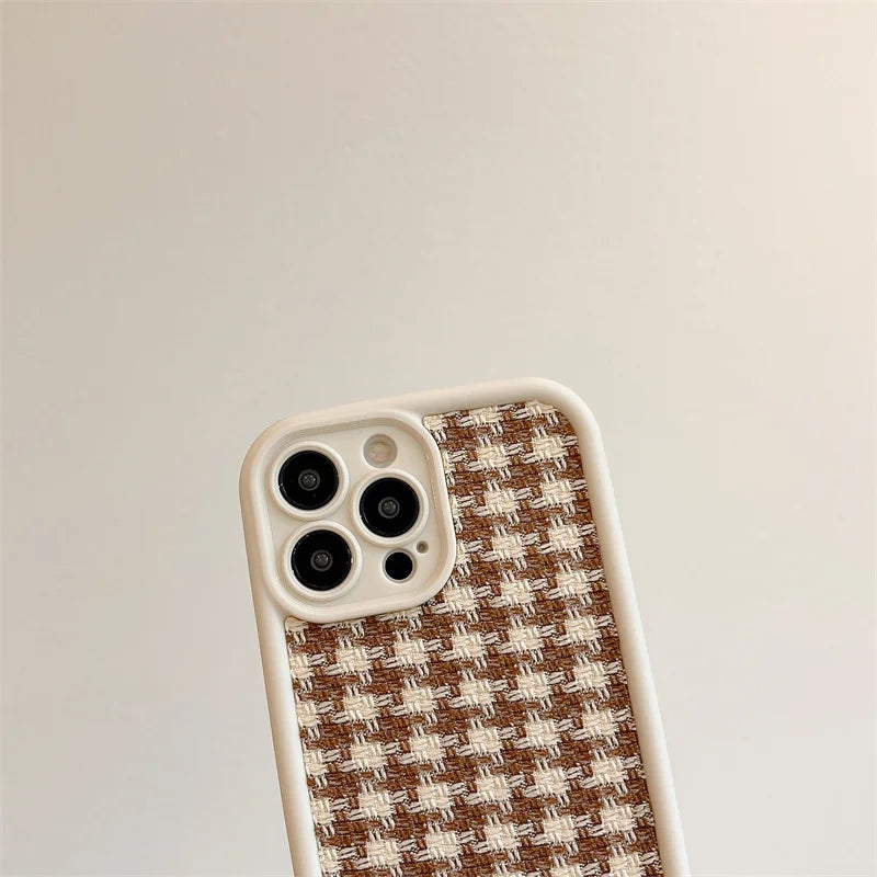 Cute Phone Cases For iPhone 15/14/13/12/11/SE/7/8  - Cloth Lattice Grid - TSP321