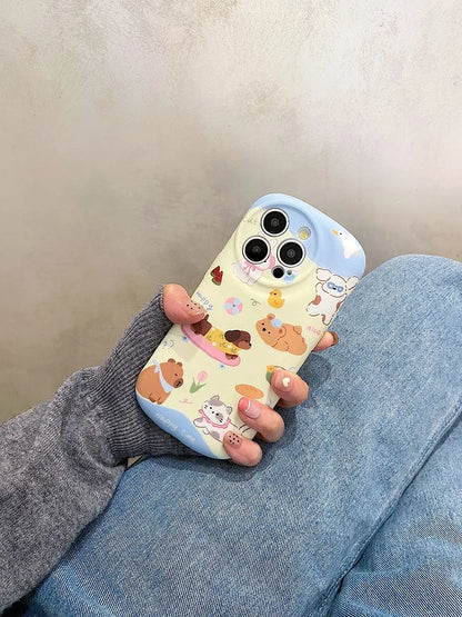 Cute Phone Cases: Cartoon Dog &amp; Cat Oval Silicone Case for iPhone 15 Pro Max, 14, 13, 11, 12 - TSP289