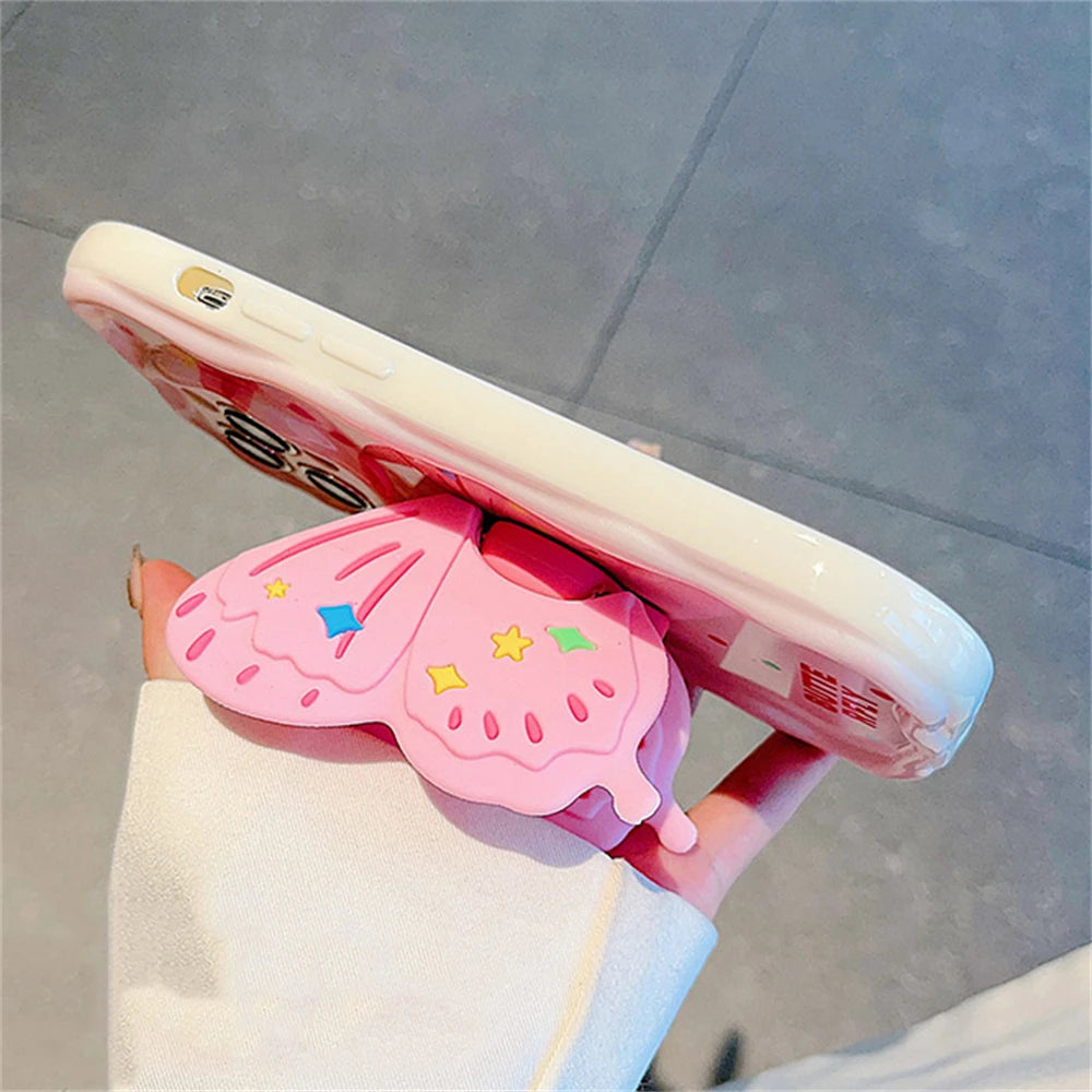 Cute Phone Cases for iPhone 15/14/13/12/11 - 3D Butterfly Holder  - TSP324