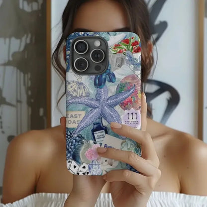 Cute Phone Cases For iPhone 15PRO MAX, 14, 13, 12, 11 PRO, 11 Plus, 15pro - Starfish Beach Collage - Acrylic TPU Cover - PC0501