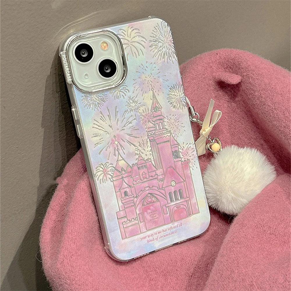 TSP1 Cute Phone Case for iPhone 15, 14, 13, or 12 Pro Max - Fireworks Ferris Wheel Pattern