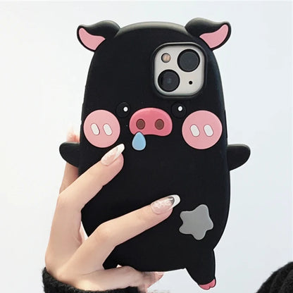 Cute Phone Cases For iPhone 14, 12, 11, 13, 15 Pro Max - Cartoon Funny Snot Pig - Soft Cover - TSP252