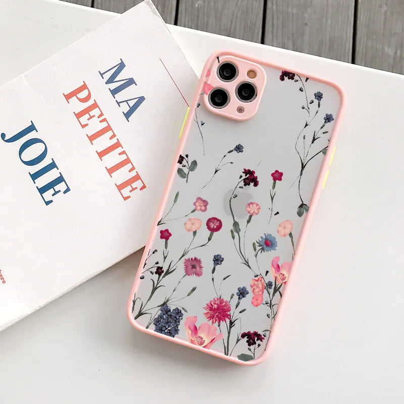 Flowers Leaf Cute Phone Cases For iPhone 15, 14, 13 Pro Max, 11, 12 Pro Max, XR, XS Max, 6, 7, 8, Plus, X, and SE 2022