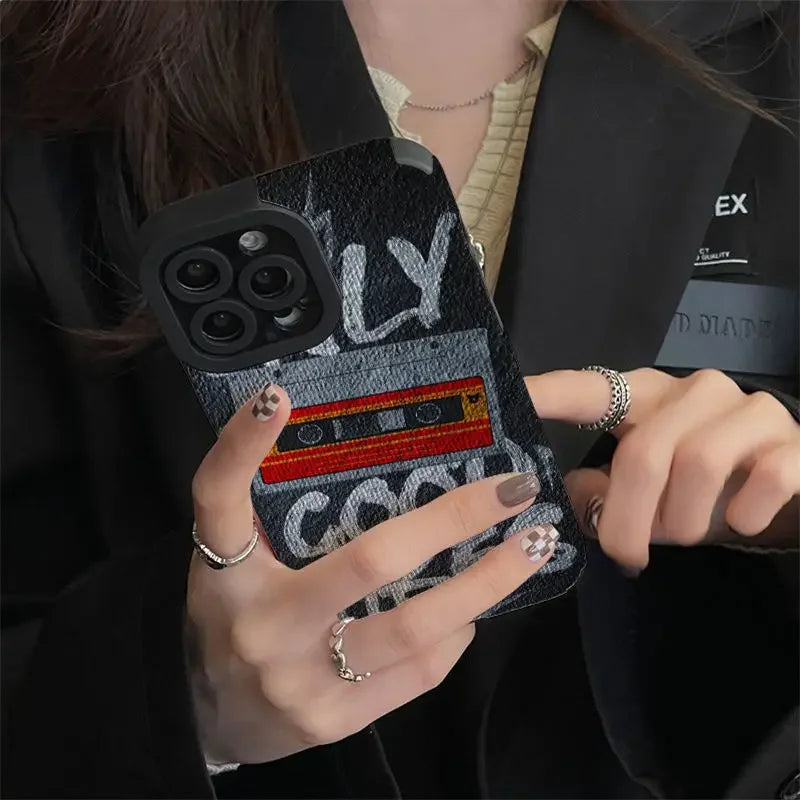 Cute Cassette Leather Phone Case - Compatible with iPhone 15, 14, 13, 12, 11 Pro, XS Max, Mini, 8 Plus, 7, 6S, 6, X, XR