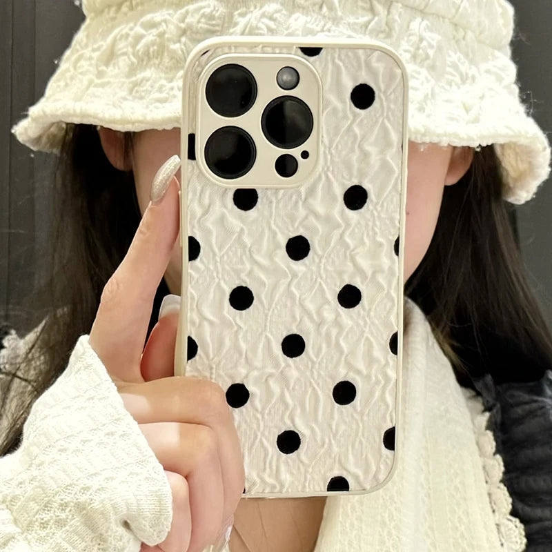 Cute Phone Cases For iPhone 16, 15, 14, 13, 12, or 11 Pro Max - Stylish Black Wavy Points - TSP494