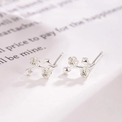 Stud Earrings Charm Jewelry - Classic Flower Branch Star Elegant - TSJ79