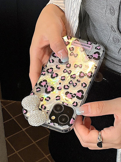 Cute Phone Cases: Stylish Leopard 3D Glitter Bow for iPhone 11-15 Pro Max - TSP317