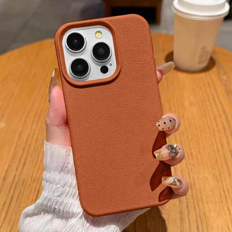 Cute Phone Cases For iPhone 16, 15, 14 Pro Max, 13, 12 Pro Max, 11 - Solid Matte Leather Soft Back Cover - PC9120 - Touchy Style