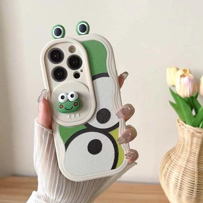 Cute Big Eyes Frog Wave Phone Case for iPhone 15 Pro Max, 14, 13, 11, 12