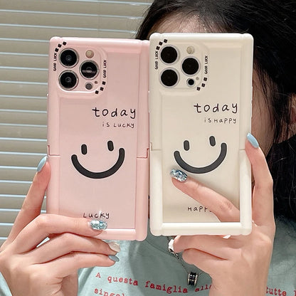 Cute Phone Cases - Lucky Happy Smile Holder Stand Case for iPhone 15/14/13/12 Pro Max - TSP292