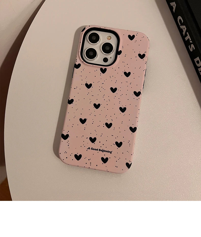 Cute Phone Cases For iPhone 15PRO MAX, 14, 13, 12, 11 PRO, 11 Plus, 15 PRO - Little Hearts - Simple Acrylic TPU Cover - PC8120