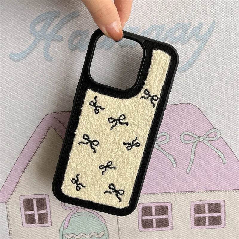 Cute Phone Cases For iPhone 16, 15, 14, 13 Pro Max - Plush Bow Tie Art - Sweet Soft Cover - CC5340 - Touchy Style