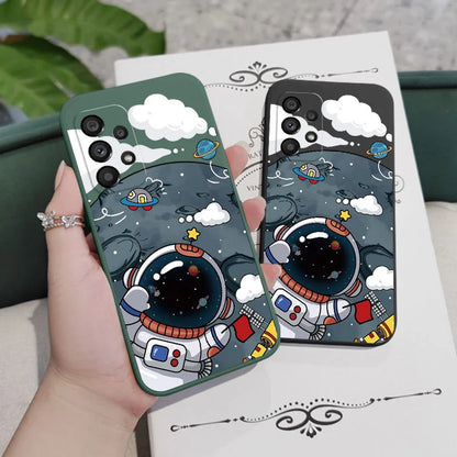 Cartoon Big Astronaut Cute Phone Cases For Galaxy A54, A34, A24, A14, A05, A04, A73, A53, A33, A23, A13, A03, A72, A52, A52S, A32, A22, A12, A71, A51, 4G 5G