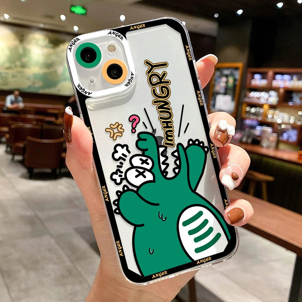 Cartoon Panda Transparent Cute Phone Cases For Galaxy A54 5G A53 A52 A34 A33 A13 A32 A12 S23 Ultra S22 S20 S21 FE A23 A51 A50 A73 A72 A71 A22 A21S Covers