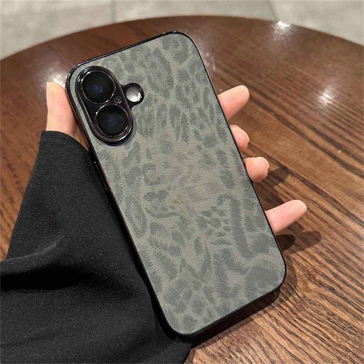 Cute Phone Cases For iPhone 16, 14, 15, 13, 12, 11 Pro Max - Electroplated Leopard Print Matte Cover - PC4230 - Touchy Style