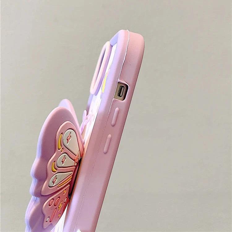 Cute Phone Cases For iPhone 15, 14, 13, 12, and 11 Pro Max - Big Butterfly Holder - Soft Cover - TSP258