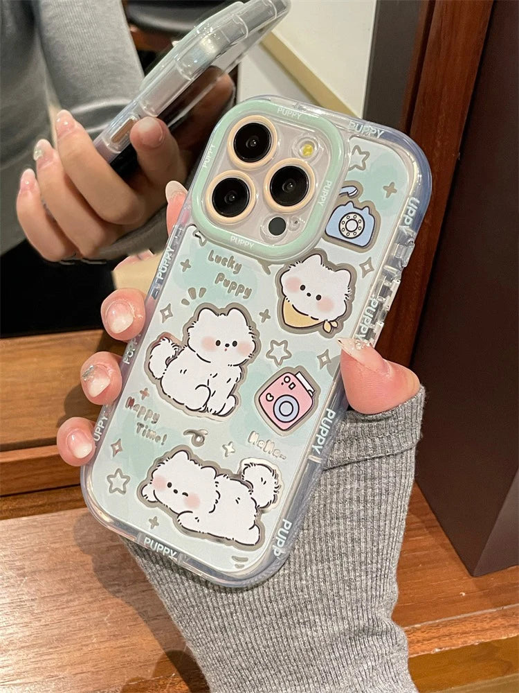 Cute Phone Cases for iPhone 11, 12, 13, 14, and 15 Pro Max - Cartoon Cat Mirror - Bumper Cover - TSP271