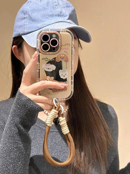 Cute Phone Cases For iPhone 11, 12, 13, 14, and 15 Pro Max - Cartoon Puppy Dog - Makeup Mirror Cover - TSP275