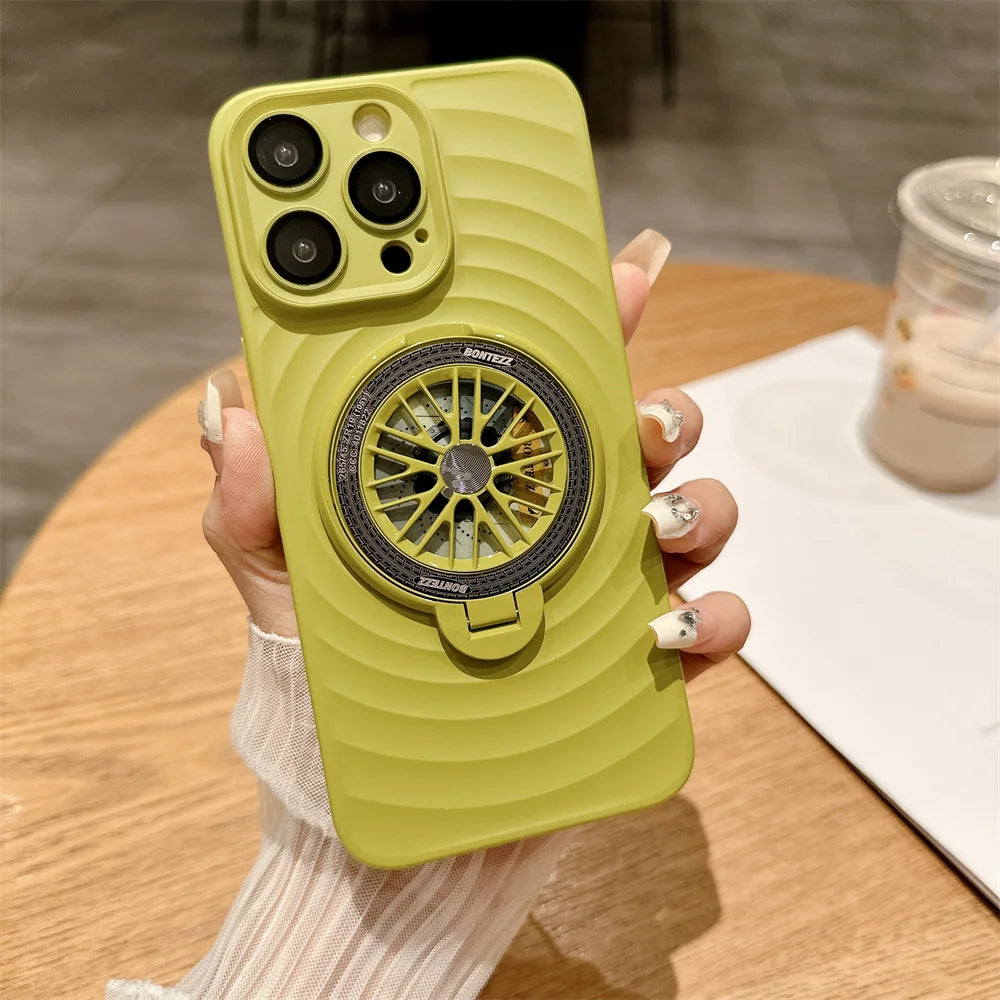 Cute Phone Cases For  iPhone 13, 14, 15, and 15 Pro Max models - Wave Ripple Gyroscopic Bracket Cover - TSP525