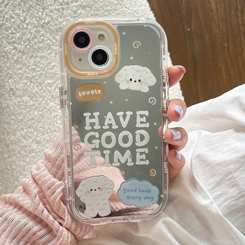 Cute Phone Cases For iPhone 15 Pro Max, 14, 13, 12, and 11 - Lovely Puppy Dog - Mirror Bumper Cover - TSP274