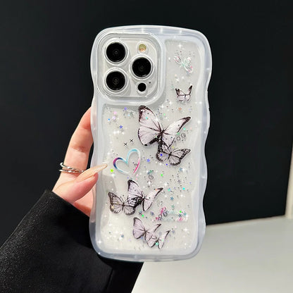 Cute Phone Cases: Bling Glitter Butterfly Bumper for iPhone 7-15 Pro Max - TSP308