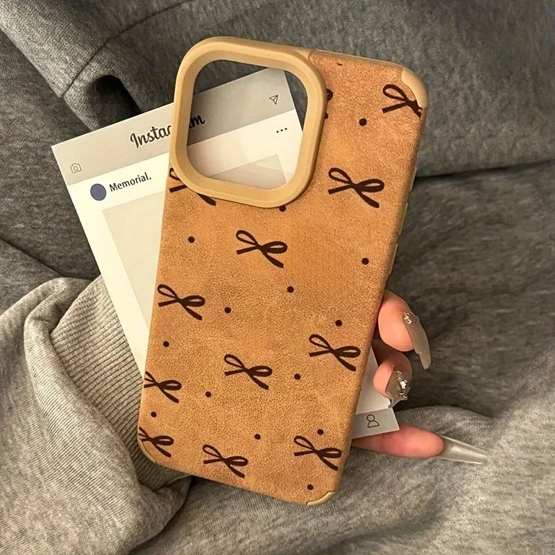 Cute Phone Cases For iPhone 16 15 14 Pro Max XS X XR 11 12 13 15 16 Plus - Simple Hearts Dots Bow Pattern - Leather Cover