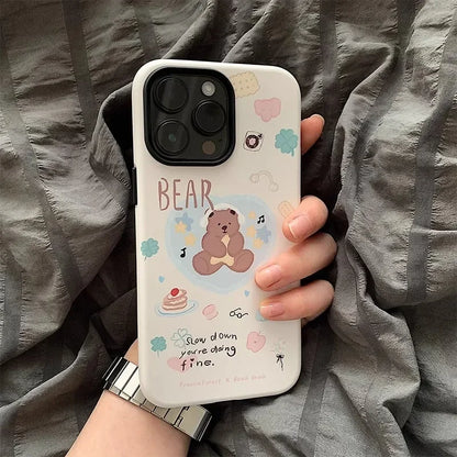 Cute Phone Cases For IPHONE 16, 15PRO MAX, 14, 13, 12 PRO, 11 Plus, 15pro - Little Bear Pattern - Acrylic TPU Cover - IC6010