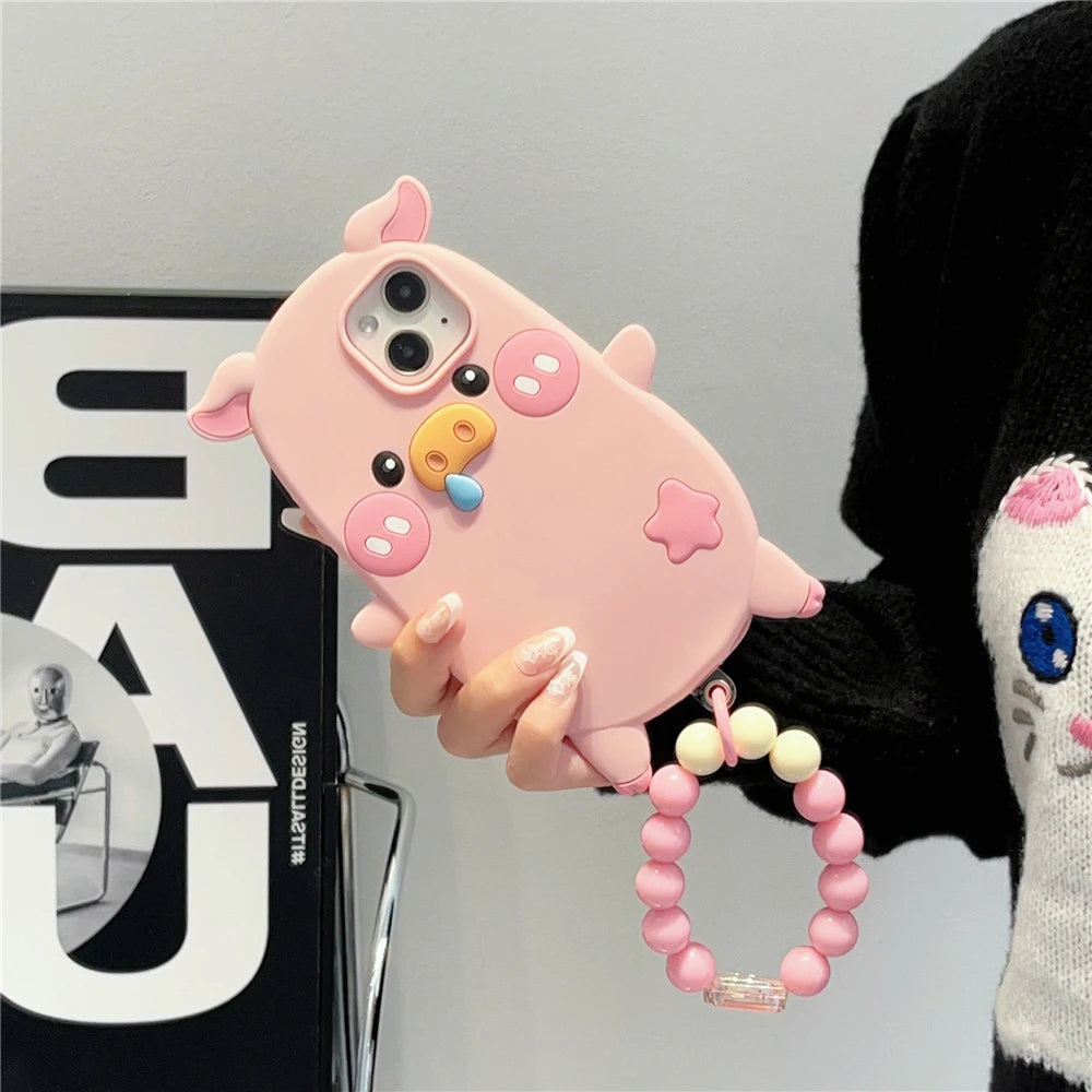 Cute Phone Cases For iPhone 14, 12, 11, 13, 15 Pro Max - Cartoon Funny Snot Pig - Soft Cover - TSP252