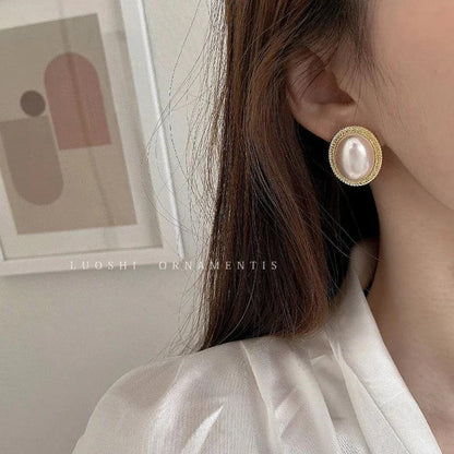 Charming Korean Earrings with White Pearls for Women - Charm Jewelry R1240