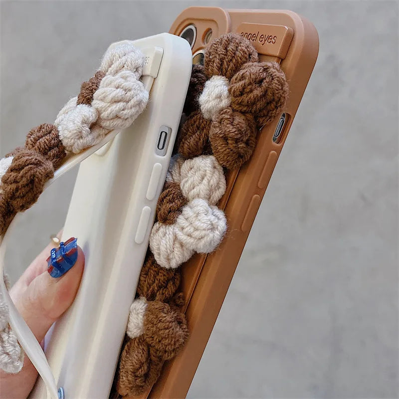 Cute Phone Cases for iPhone 11, 12, 13, 14, 15, and 16, including Pro Max and Plus versions - 3D Knitted Flower Pattern - TSP445