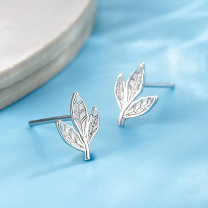 Stud Earrings Charm Jewelry - Leaf, Simple Nature - TSJ100