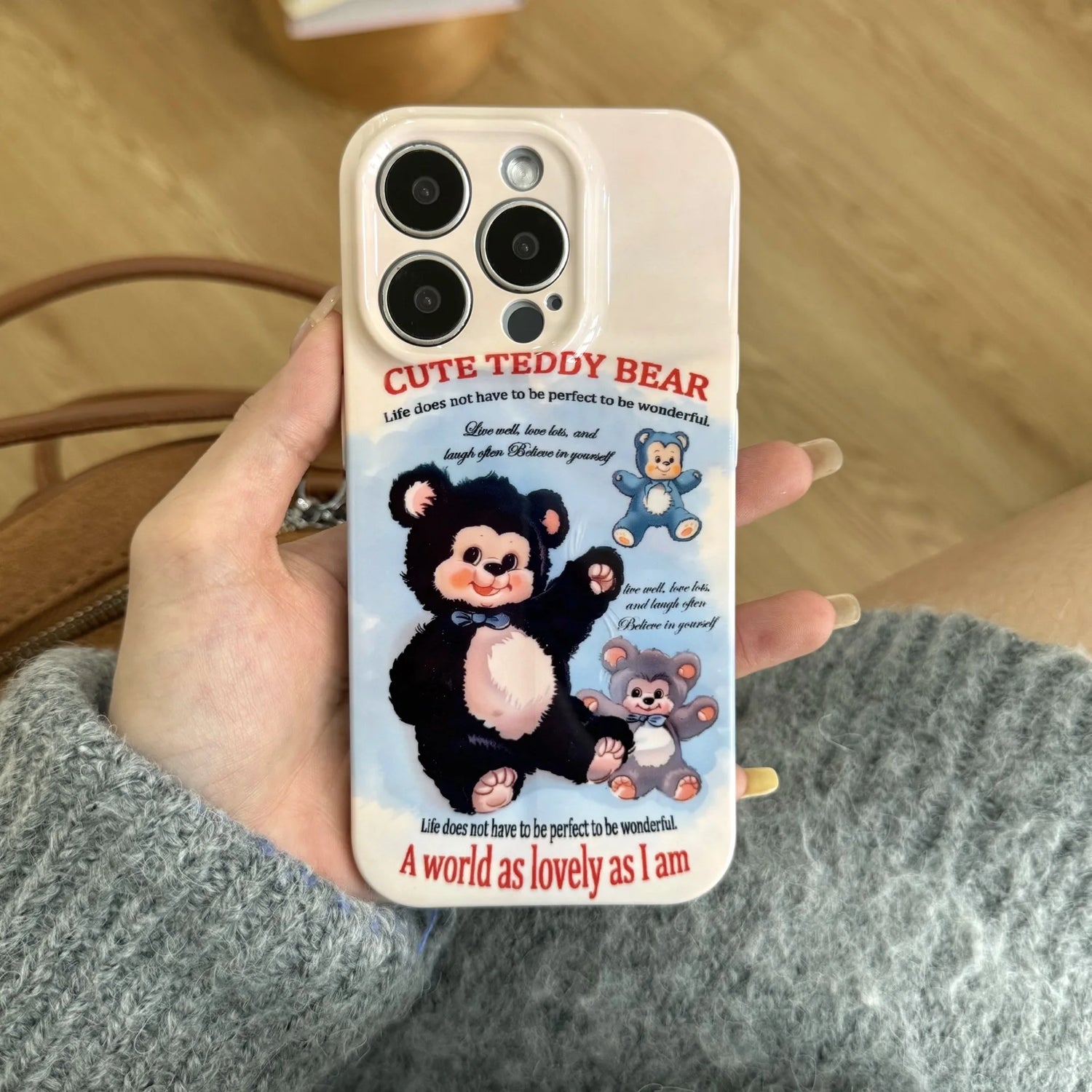 Cute Phone Cases For iPhone 16, 15, 14, 13, 12, 11 Pro Max - Plush Bear Doll Art - Cartoon Sweet Cover - CC7121