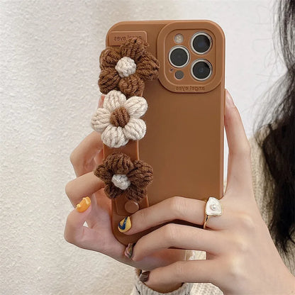 Cute Phone Cases for iPhone 11, 12, 13, 14, 15, and 16, including Pro Max and Plus versions - 3D Knitted Flower Pattern - TSP445