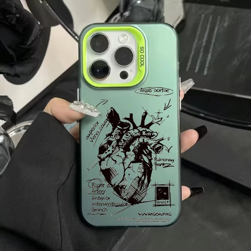 TSP82 Cute Phone Cases For iPhone 16, 15 Pro Max, 11, 12, 13, 14, 15 Pro, XS, XR, and X - Creative Cardiovascular Model Heart