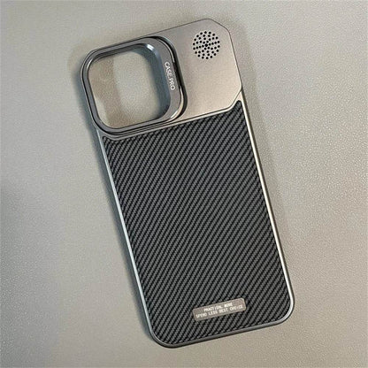 Cute Phone Cases For iPhone 16 Pro Max, 15, 14, 13, 12 Pro - Carbon Fiber Pattern - Cover with Kickstand - PC8030 - Touchy Style