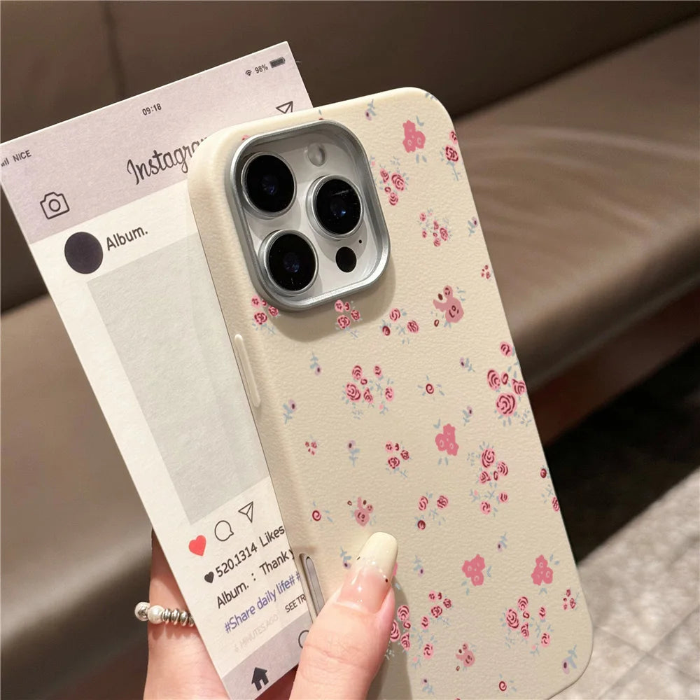 Cute Phone Cases For iPhone 16 Pro Max, 16 Plus, 15, 14, 13, 12, 11, XS, XR, X, 8, 7, or SE 2022 - Matte Litchi Leather Cover - TSP517