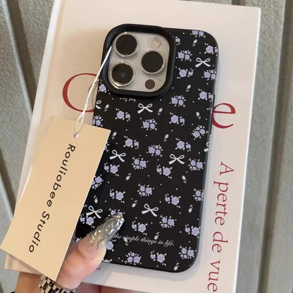 cute Phone Cases For iPhone 16 15 14 Pro Max 13 12 11 - Flower Lichee and Bowknots Pattern - Silicone Back Cover