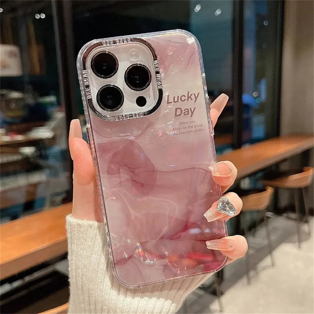 Cute Phone Cases For iPhone 15 Pro Max, 14, 13, 11, or 12 - Glitter Laser, Shiny Floral, Marble Pattern - TSP260